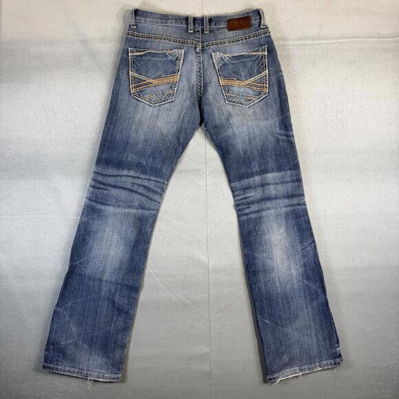 BKE Carter Jeans Mens 31R Blue Med Wash Distressed Straight Leg Modern Fit Denim - Picture 3 of 9